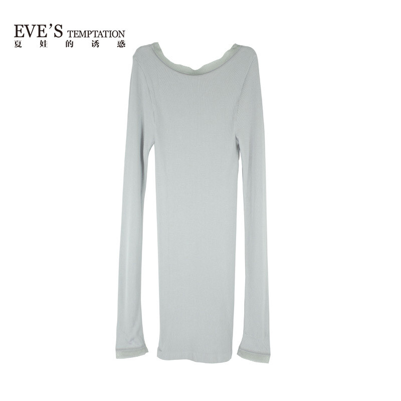 【專(zhuān)柜產(chǎn)品】夏娃的誘惑羅紋迷組淺灰色蕾絲邊性感柔軟女士長(zhǎng)袖衫 淺灰色 XL